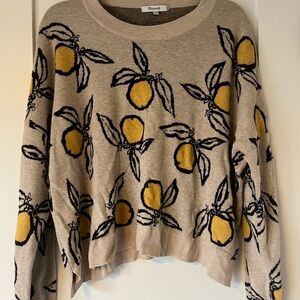 Women's Madewell size XXL Lemon Print Sweater - Beige and Yellow
